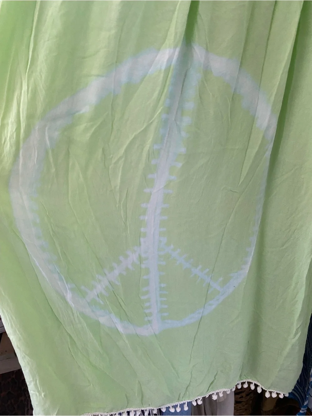 BOHO Lime Green Off-Shoulder Pom Pom Beach Cover-Up! 🐚